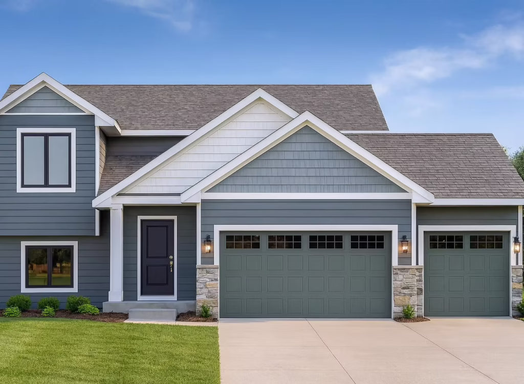 Bennington split-level home exterior with attached garage